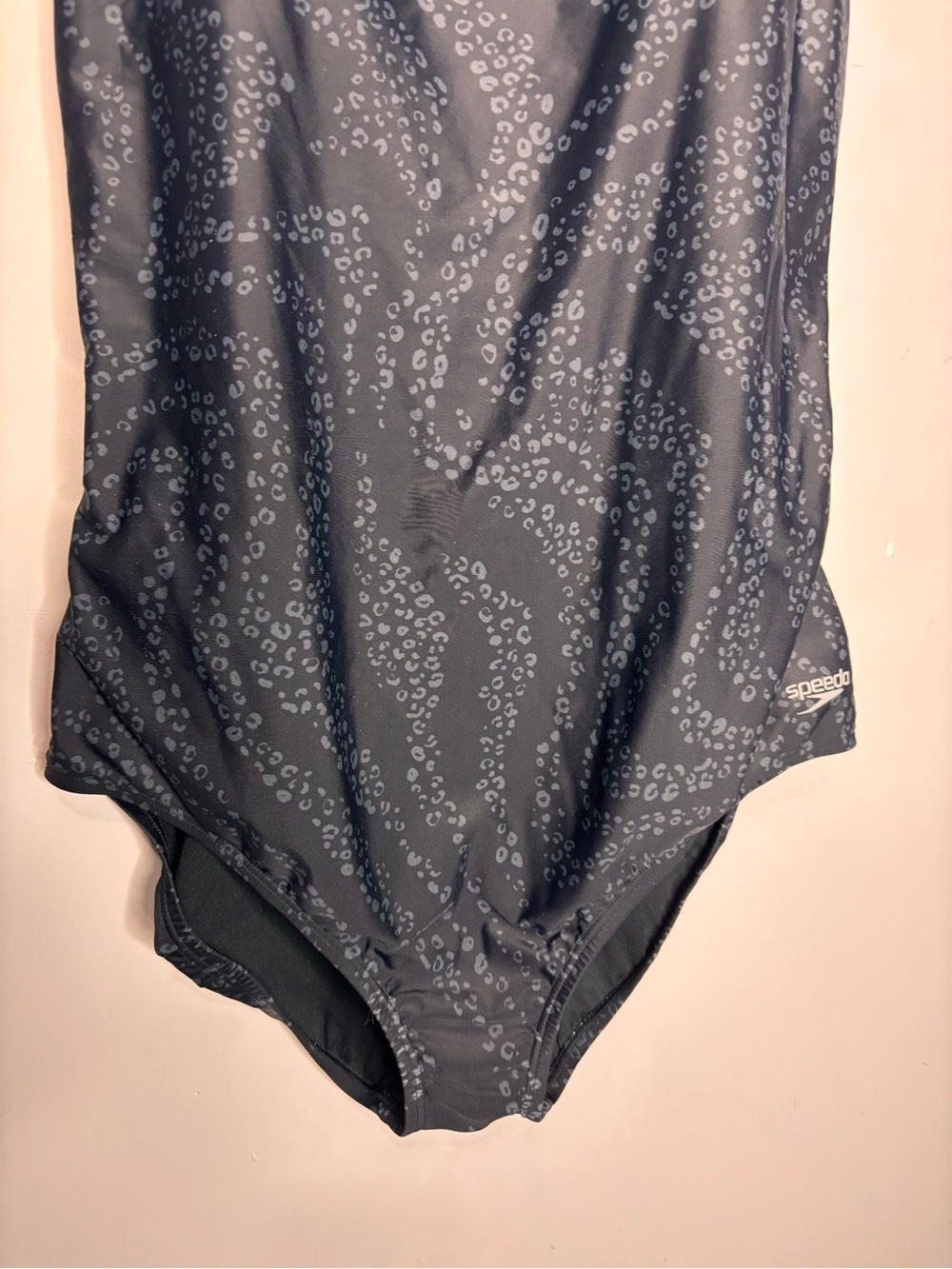 Speedo Black Subtle Leopard Print Racerback One Piece Swimsuit, Size 18 - Picture 6 of 14